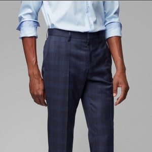 Hugo Boss Slim fit pants in checkered virgin wool